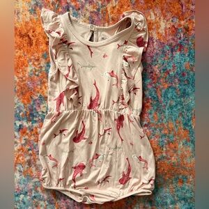 Kyte BABY Blush Shark Print Bubble Romper in 3T Rare and Retired